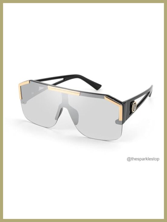 Square Oversized Shield Sunglasses Flat Top One Piece Lens UV400 main image 5
